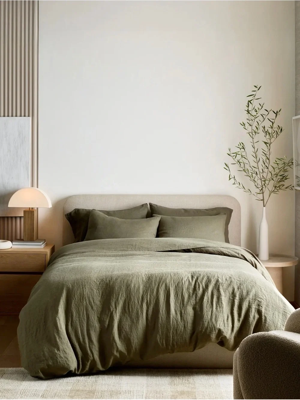 Quince European Linen Duvet Set in Dusty Olive King Size New in Dust Bag - Picture 2 of 5